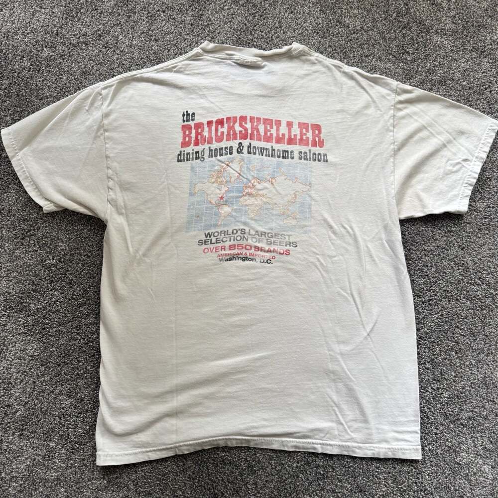 Vintage Brickskeller Washington DC Beer T-Shirt Double Sided Hanes Beefy USA Lar